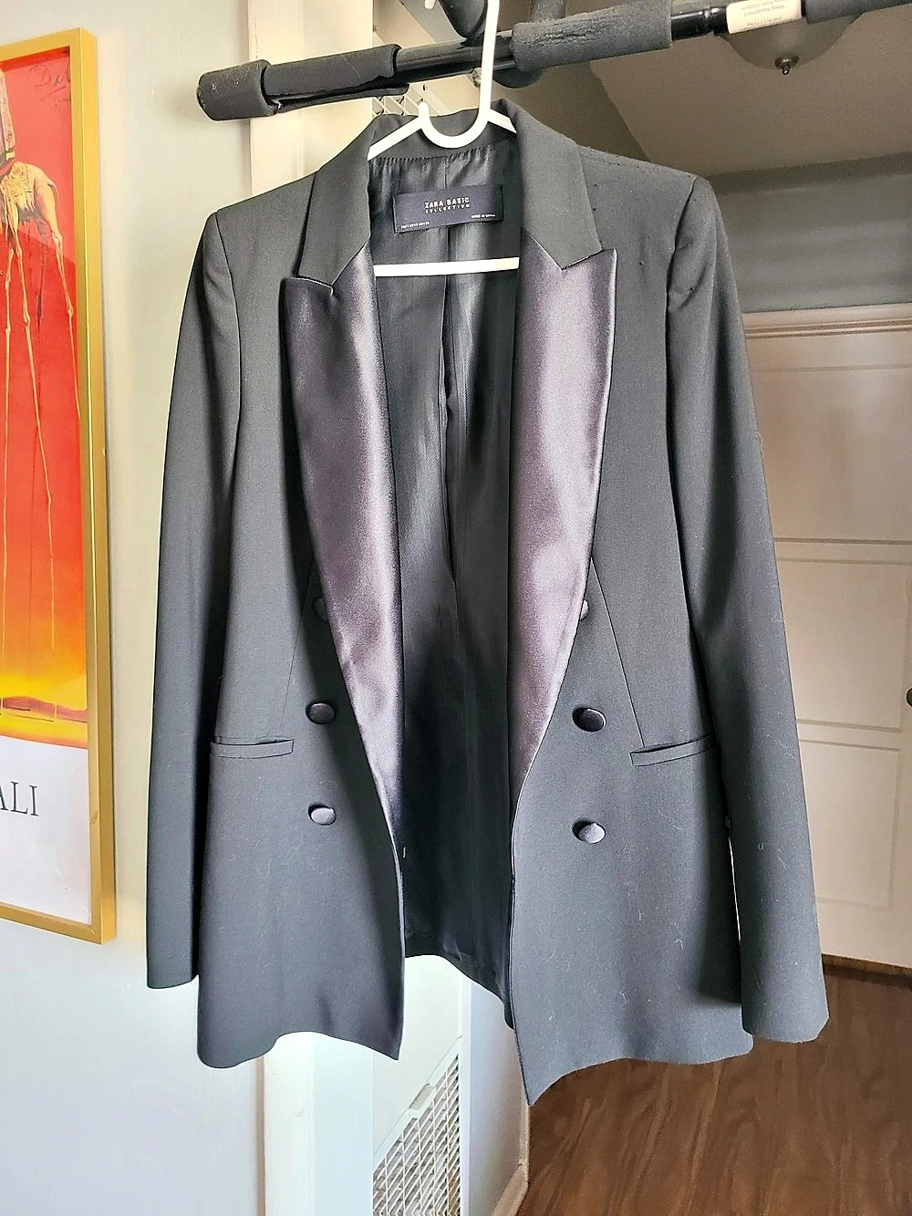 Zara Satin Lapel Blazer in Black Like New